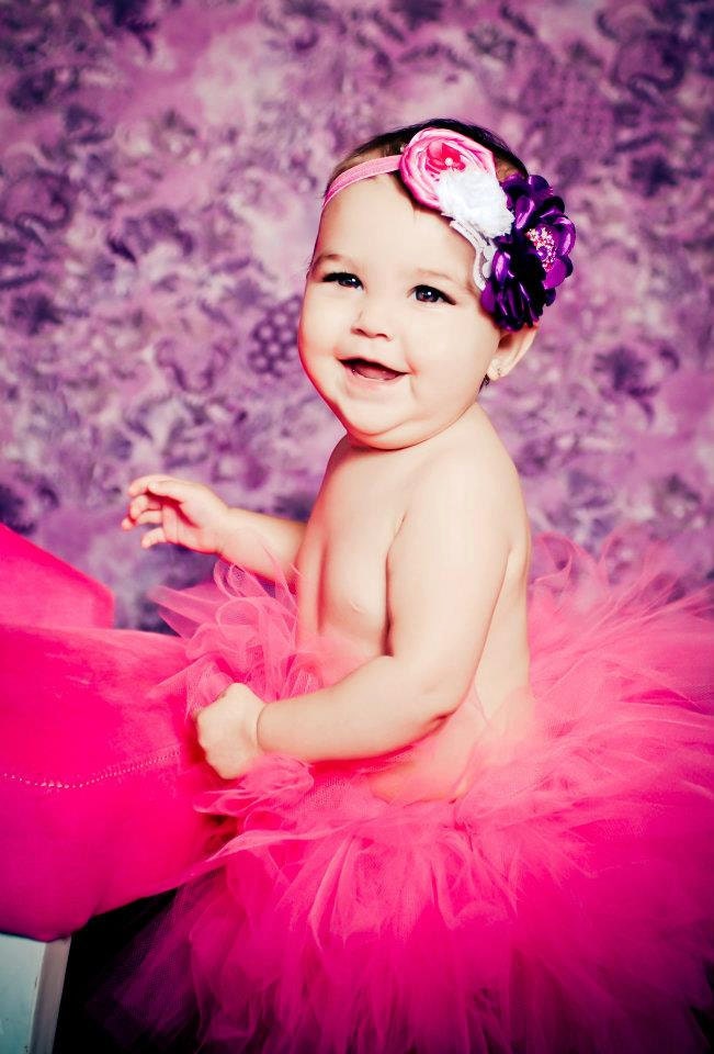 Pretty In Pink Tutu Set with Matching Elegant Satin Puff and Rolled Rosette Rhinestone Headband Newborn Tutu Toddler Tutu Photography Prop