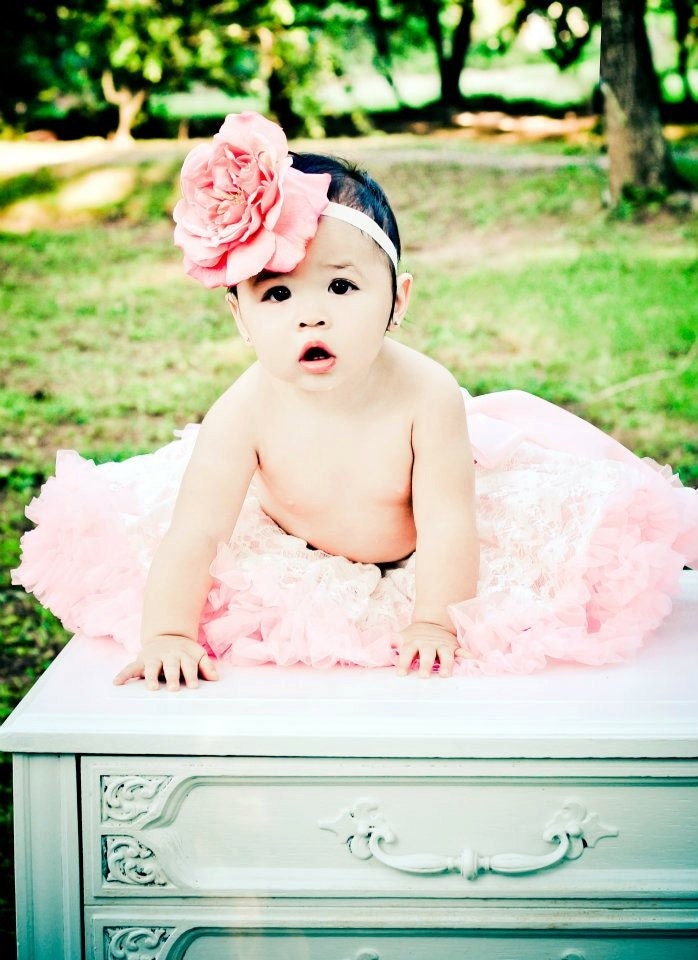 Oversized Pink Passion Silk Flower Headband Newborn Photography Prop