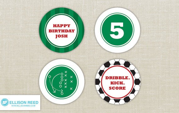 Soccer Birthday - Printable Party - Cupcake Toppers - Football - Birthday Party - Printable Party Circles - DIY Printable Il_570xn