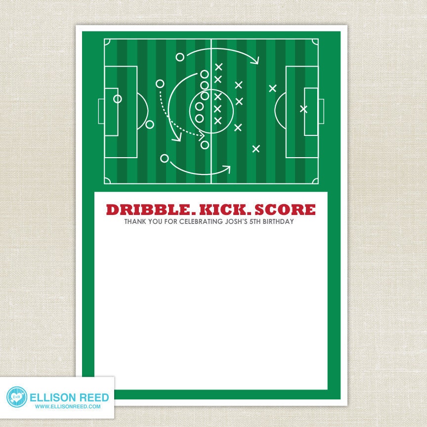 Soccer Birthday - Soccer thank you note - printable party - Birthday Invitation - Football invitation - DIY Printable Invitation Il_570xn