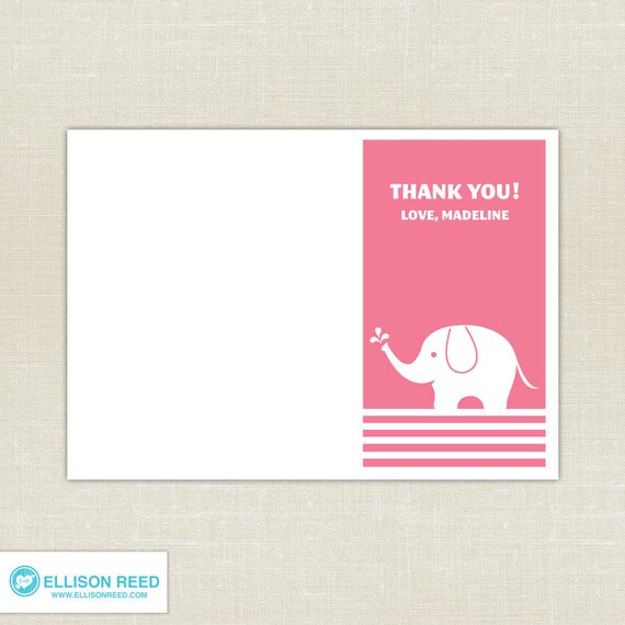 Elephant Thank You Note - Elephant Birthday Party - First Birthday - Printable Party - Babyshower - Invitation - Stationery - DIY Printable Il_570xn
