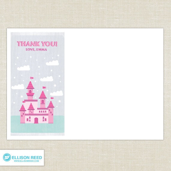 Princess Birthday - princess thank you note - princess castle - printable party - Birthday Invitation - DIY Printable Invitation Il_570xn