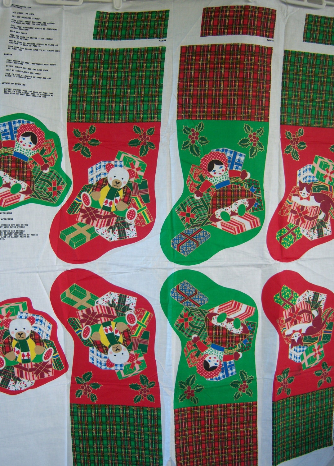 Fabric Panel Christmas stockings Calico cut sew East by krizba04