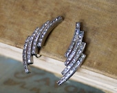 Vintage ART DECO 1920s Paste Earrings . Screw Back Earrings . Paste Stones and Pot Metal - Clear Rhinestones