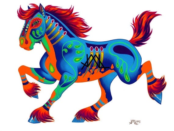 Oaxacan Horse original colored pencil painting 11" x 17" prints