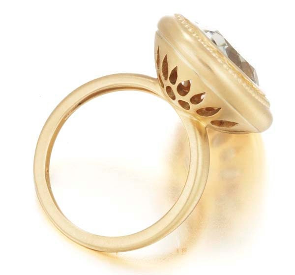 Vintage Old World Style Beaded Amethyst Cocktail Ring in 18k Yellow Gold