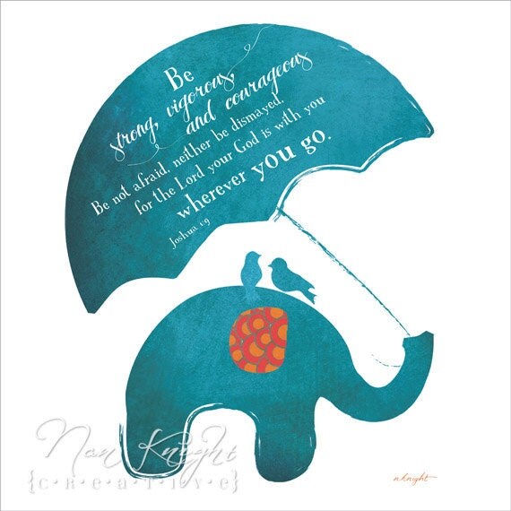 Blue Elephant Bible Verse Print by NKCreative on Etsy