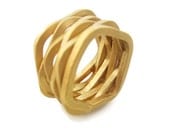 18K Gold Woven Ring Wide Band, Fashion Gold Ring, Statement Ring, Chunky Ring - sheriberyl