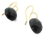 Black Sapphire Earrings, Black Earrings,Black & Gold Earrings