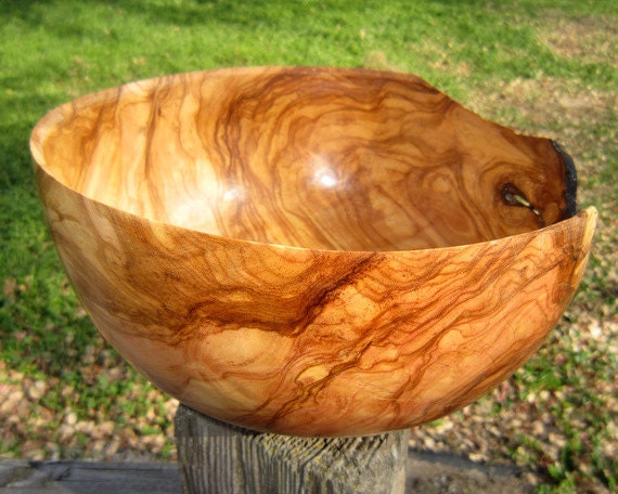 Olive wood bowl, hand made, handcrafted, lathe turned, fruit bowl