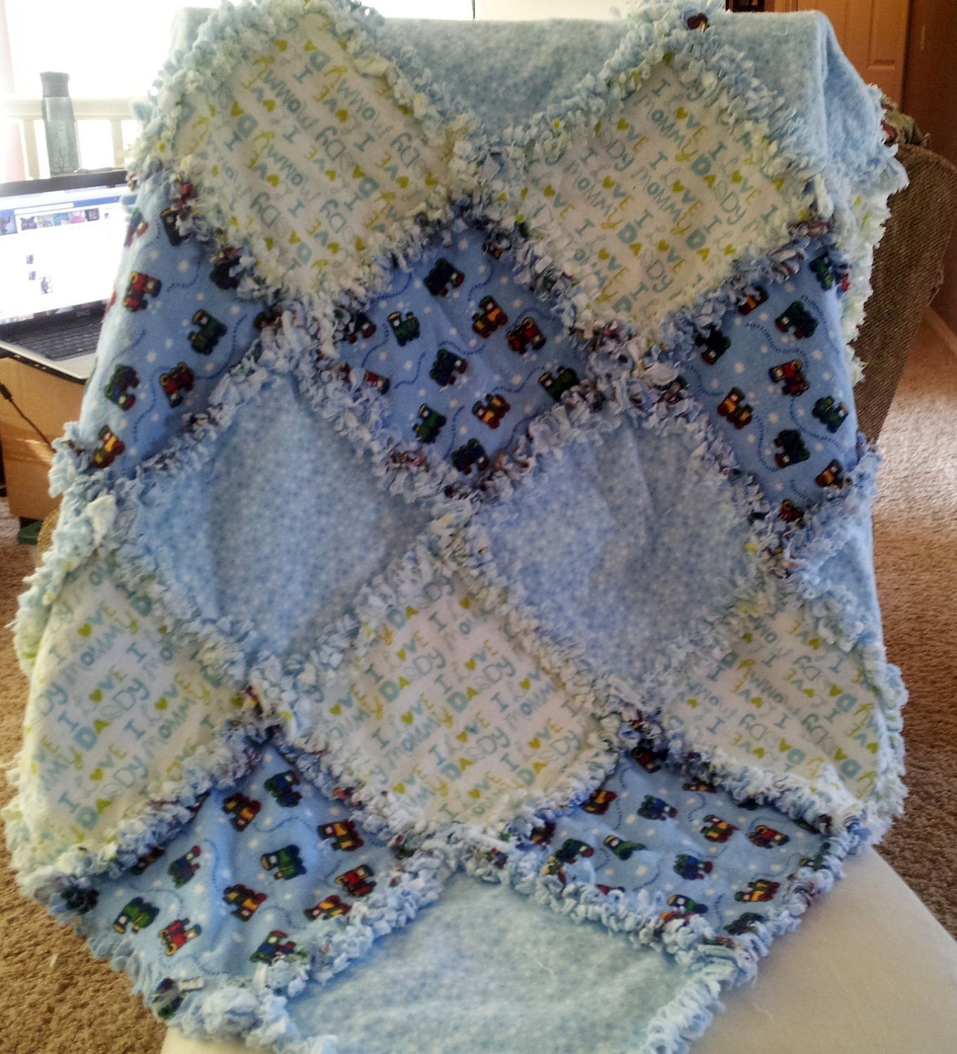 Reserved for Marcia Baby Boy Rag Quilt