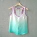 Seafoam Green Ombré Blouse - contrast fuchsia purple trim, hand dye-painted and hand sewn