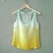 Yellow Ombré Blouse - contrast seafoam green trim, hand dye-painted and hand sewn