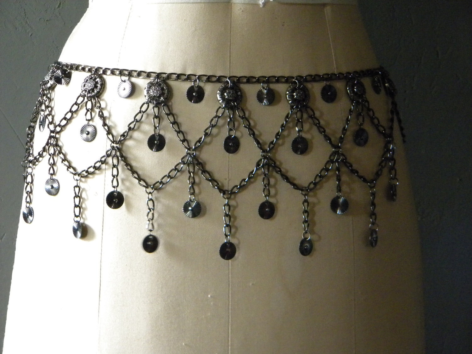 World End Sale....Gunmetal Chain Bra and Belt set