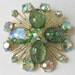Vintage Charel foiled art glass rhinestone brooch- dragons egg cabuchon jewelry