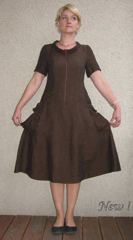 Eco Friendly Brown Linen Dress