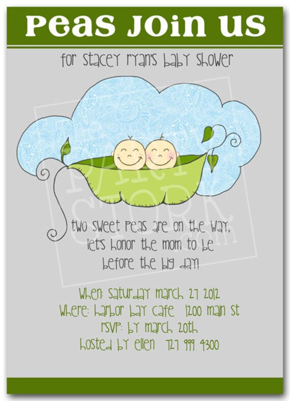 Twin Baby Shower Invitation, Printable Invite for Boys or Girls, Two ...