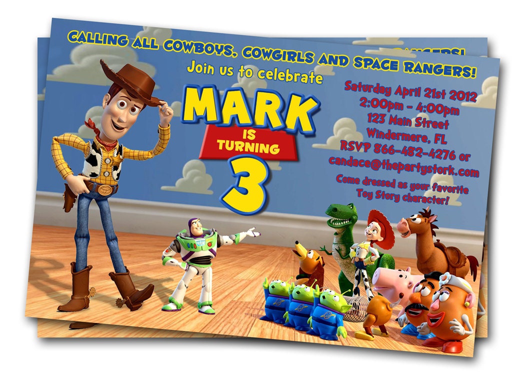 Toy Story Invitations: Printable Boys Photo Birthday Party Invites with Buzz Lightyear and Woody