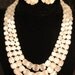 Elegant White Glass Demi Parure or Set, Vintage, 50s