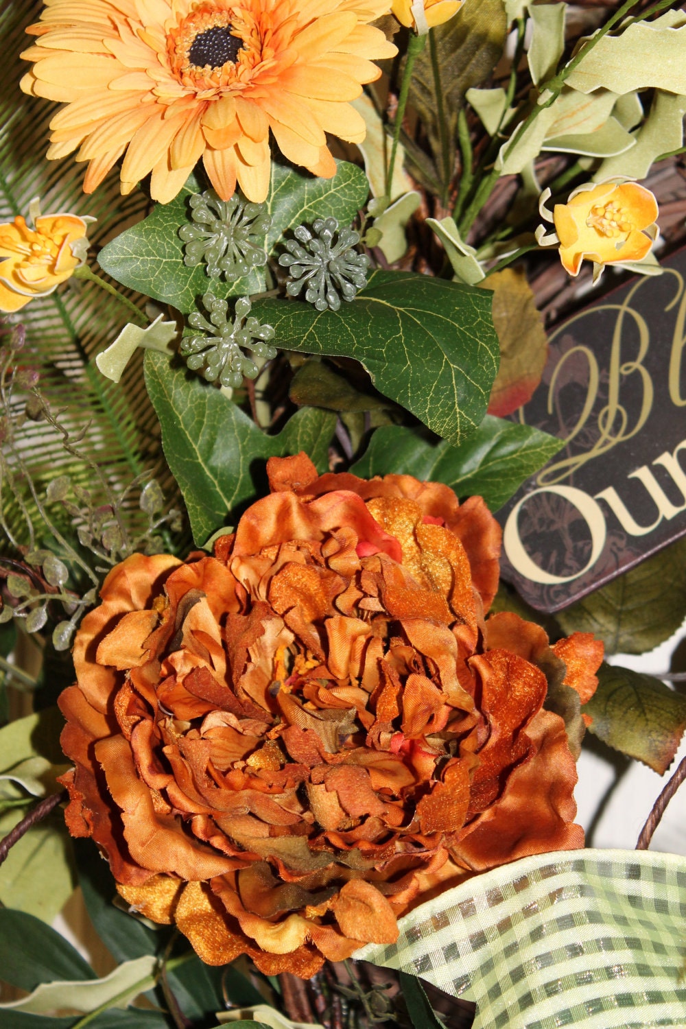 Spring Door Wreath Lg. Colorful  Bless Our Home -- FREE SHIPPING