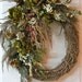 Front Door Wreath, Country Wreath, Summer Wreath, Fall Wreath, Rustic Wreath, Green Peonies, Roses, Ferns, Country Decor -- FREE SHIPPING