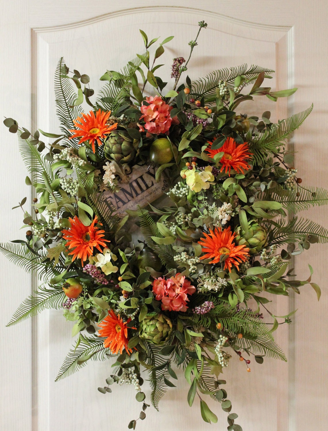 Items Similar To Spring Summer Wreath, Artichokes, Daisies, Hydrangeas 