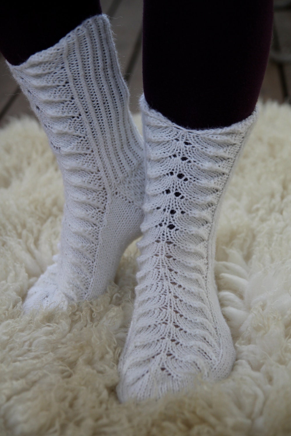 White wool socks for women