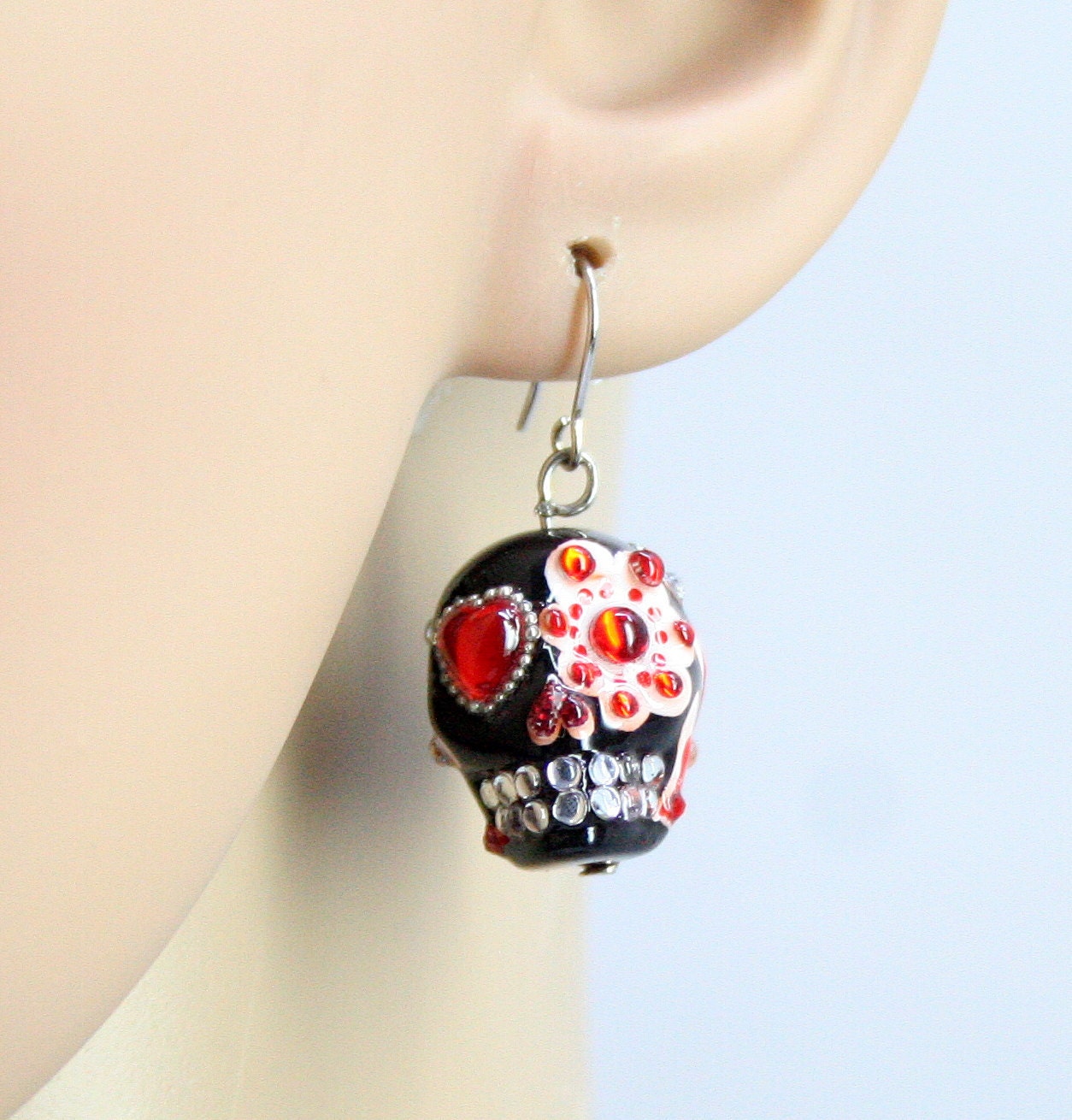 Skull in a-day is the day of the dead earrings stone ES0018