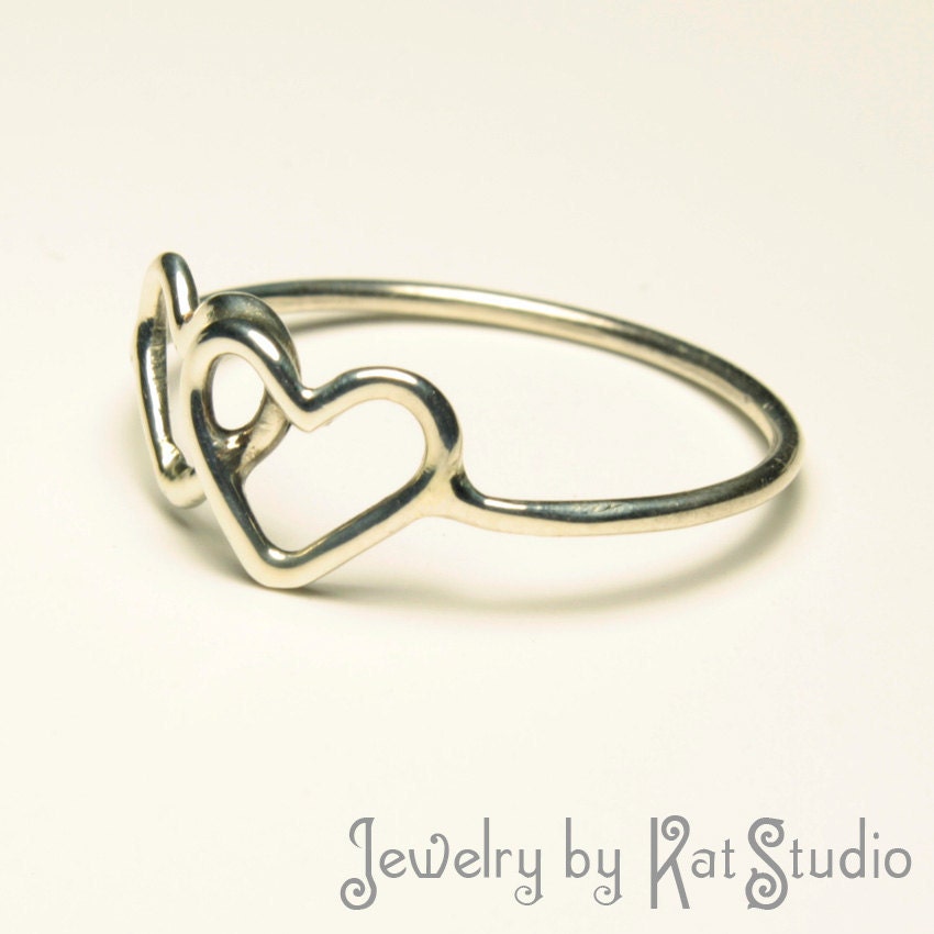 Handmade Jewelry - Ring - Two Hearts - Sterling Silver 925