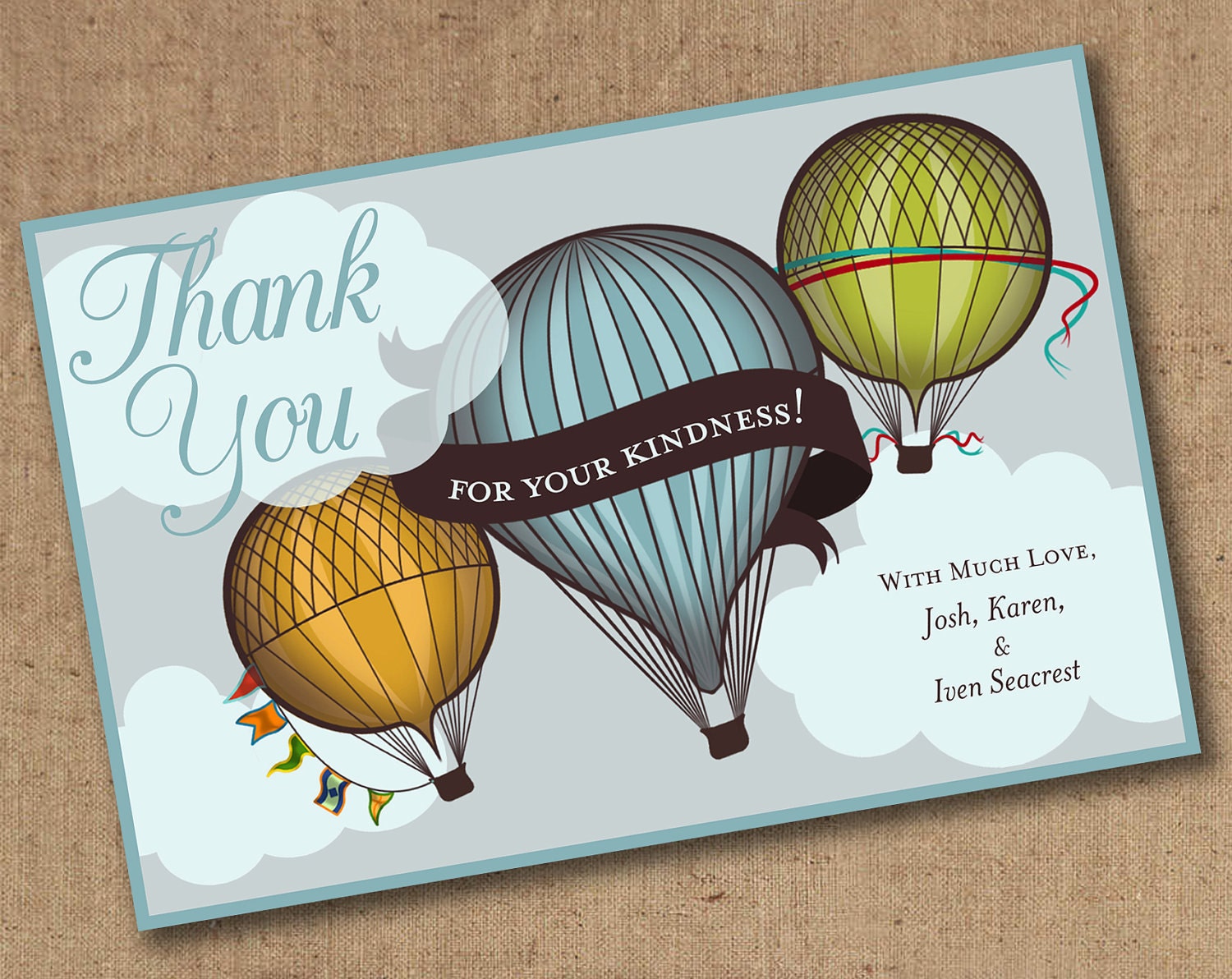 Items similar to Thank You hot air balloons - Printable on Etsy