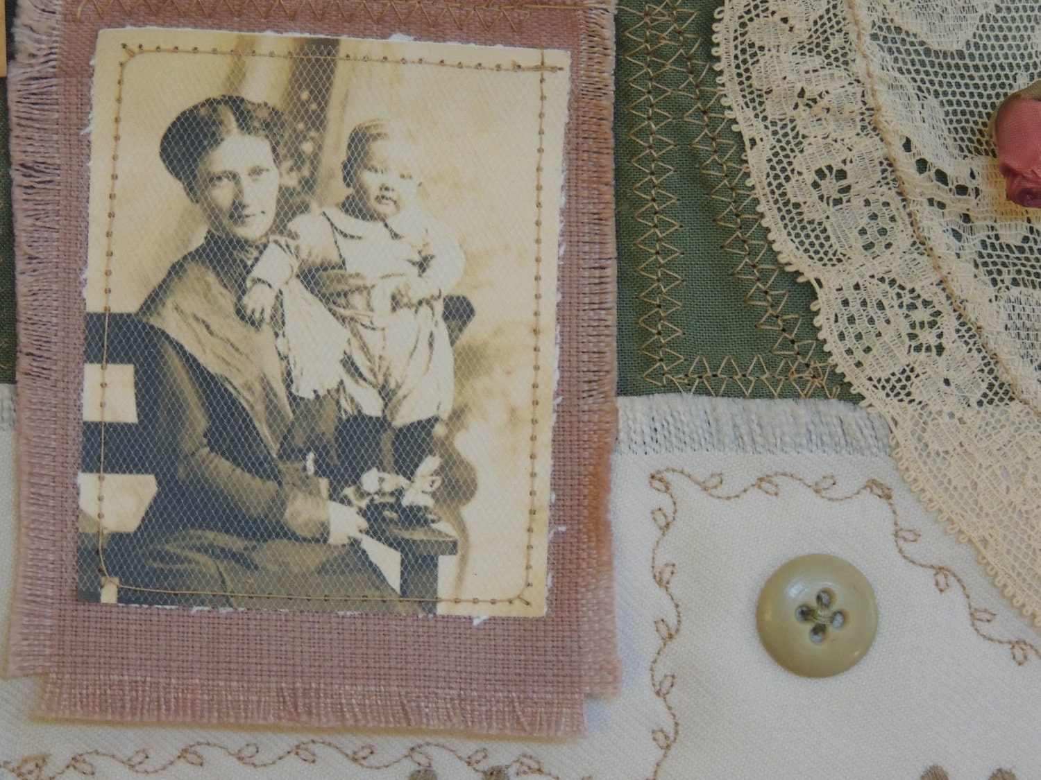 FULL OF KINDNESS -- Altered Quilt Collage -Art Quilt - Wall Hanging