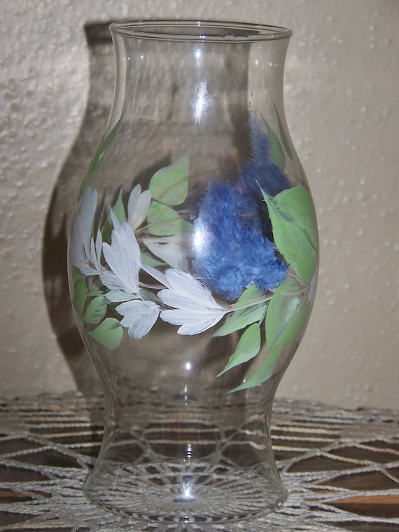 Hand Painted Hurricane lamp globe. Glass 8 1/2 by susanpaints