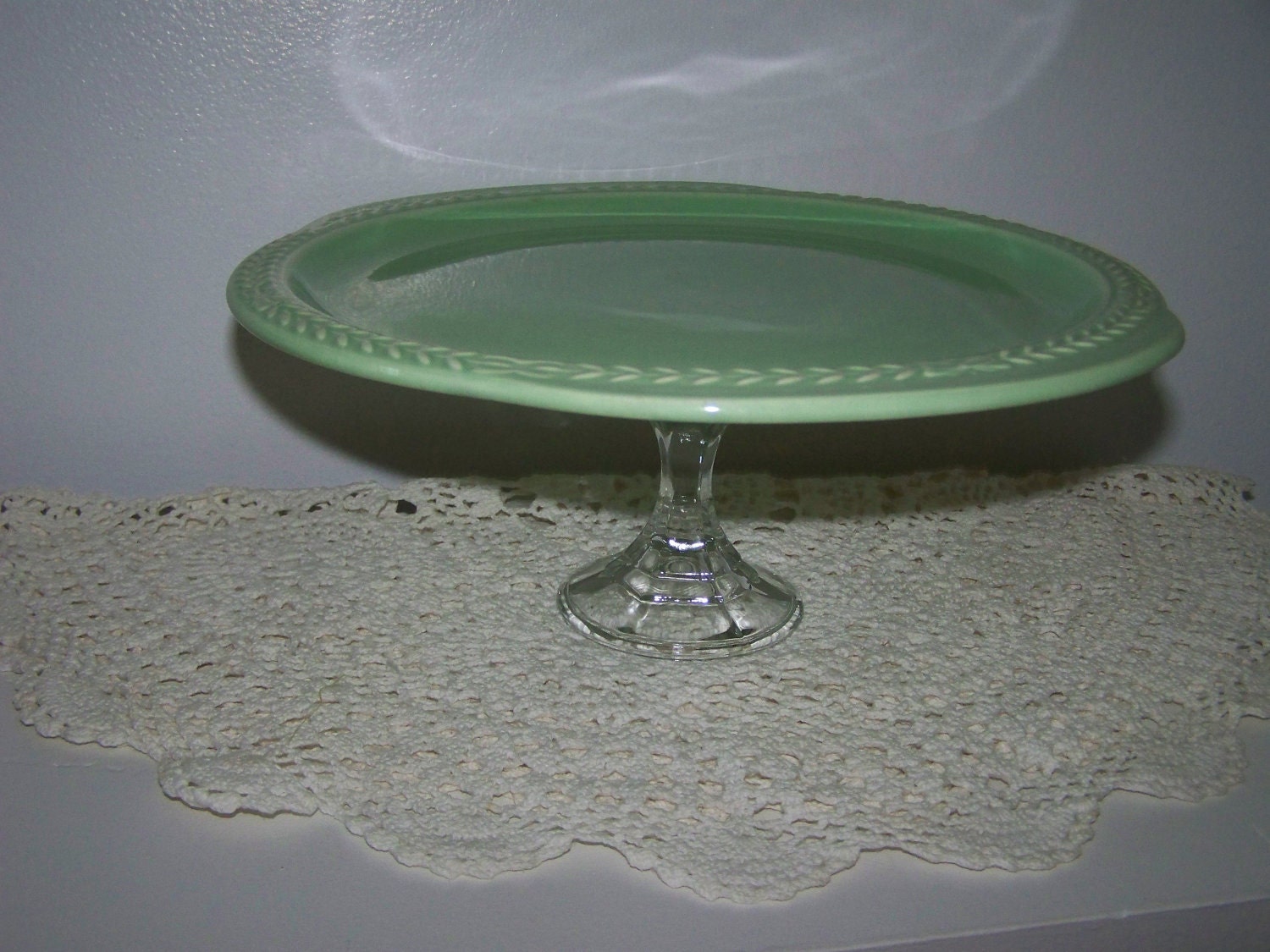 Mint Green Cake Stand Upcycled
