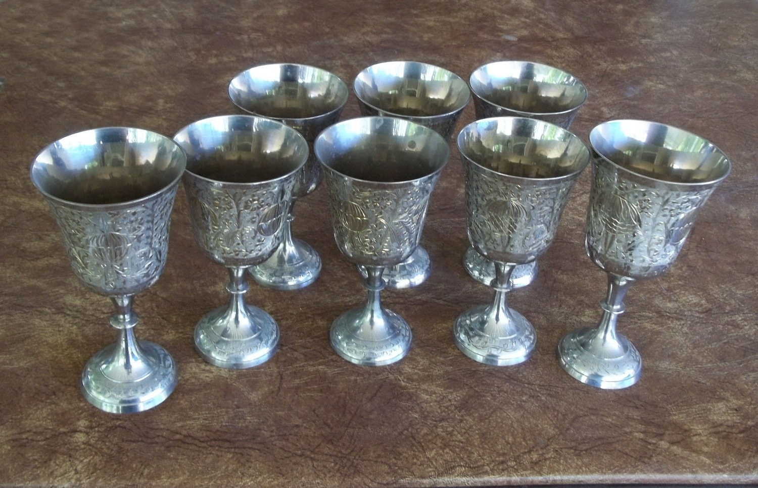 Items similar to World Gift Z.Y. India Set of 8 Silver Plate Vintage