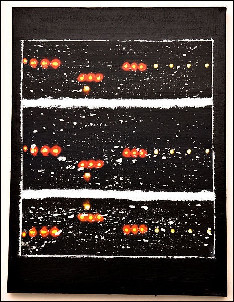 Abstract Photo Collage, Large Canvas Handmade Print, 18x24, "Blizzard, 401 Woodstock"