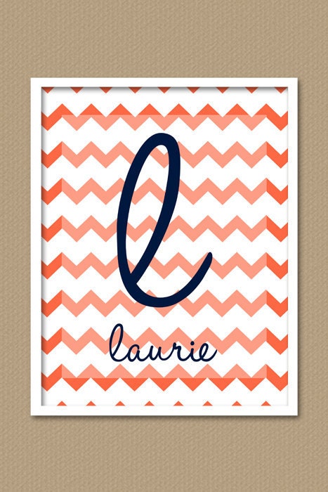 Personalized Custom Wall Art Print - Chevron Zig Zag Wedding Baby Nursery Kids Children Family Names Home Decor Wall Decor Wall Print