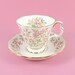 Vintage Royal Albert Tea Cup and Saucer Pink Brocade Rose Chintz Bone China England 1980s