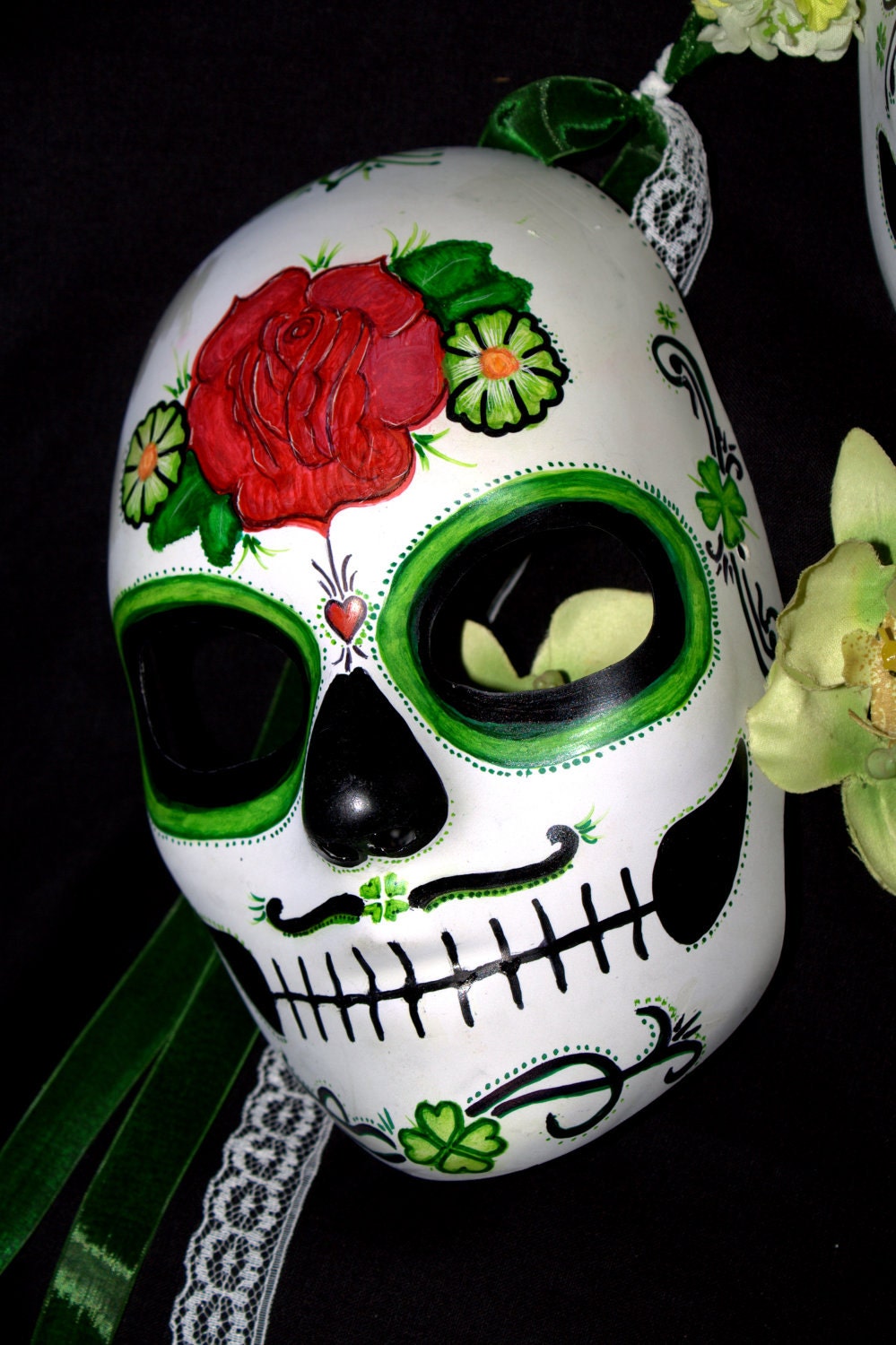 Wedding Masks : Custom Sugar Skulls Set of 2 Day of the Dead Rockabilly