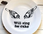 Hand Drawn Plate - Birds Sing For Cake - InkBandit