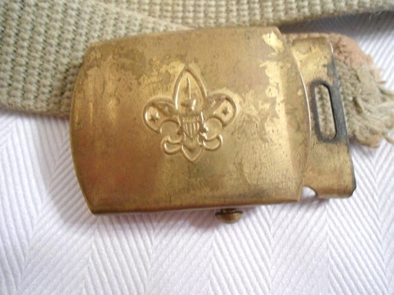 Vintage Boy Scout Belt Buckle and Canvas Belt by WagnersTreasures