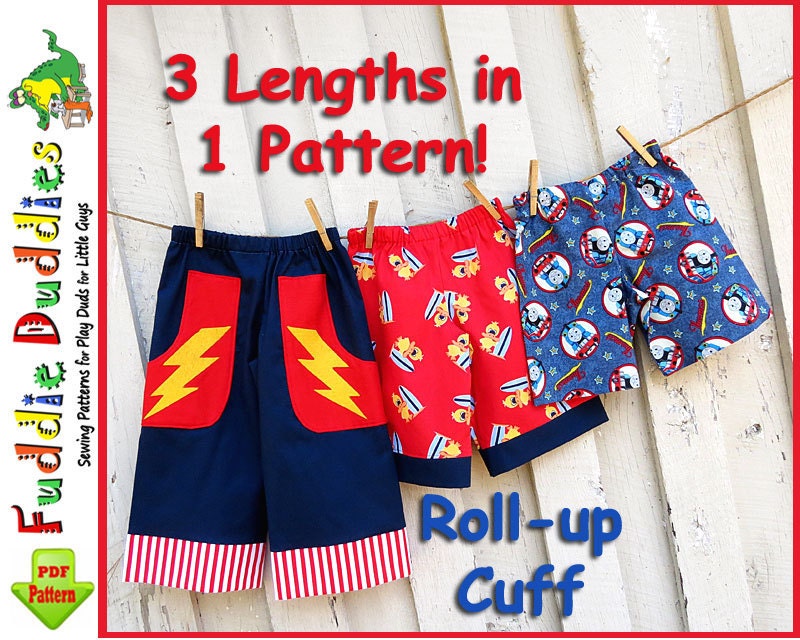 Fuddie Duds...Boy's Pants Pattern. INSTANT DOWNLOAD Superhero Pants, Ankle Biter Beach Shorts, Short Shorts, Lounge pants, Ruffle Pants.