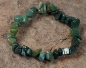 Moss Agate Chip Bracelet - May Birthstone - Reiki Infused