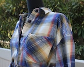 vintage 80's gungy plaid flanel work shirt