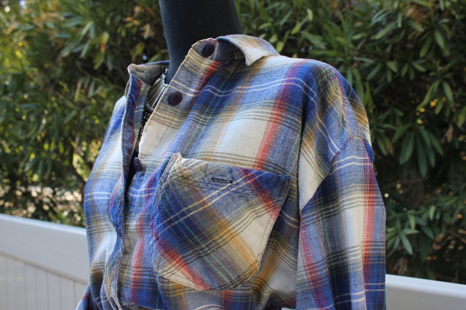 vintage 80's gungy plaid flanel work shirt