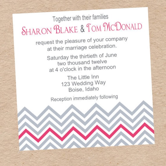 Chevron Wedding or Shower Invitation - DIY Printable