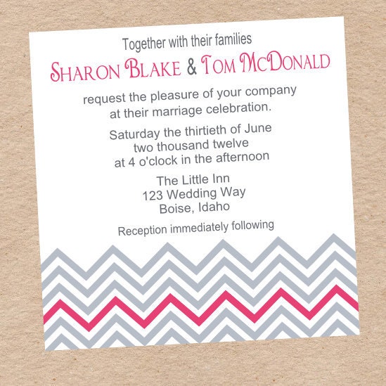 Chevron Wedding or Shower Invitation - DIY Printable