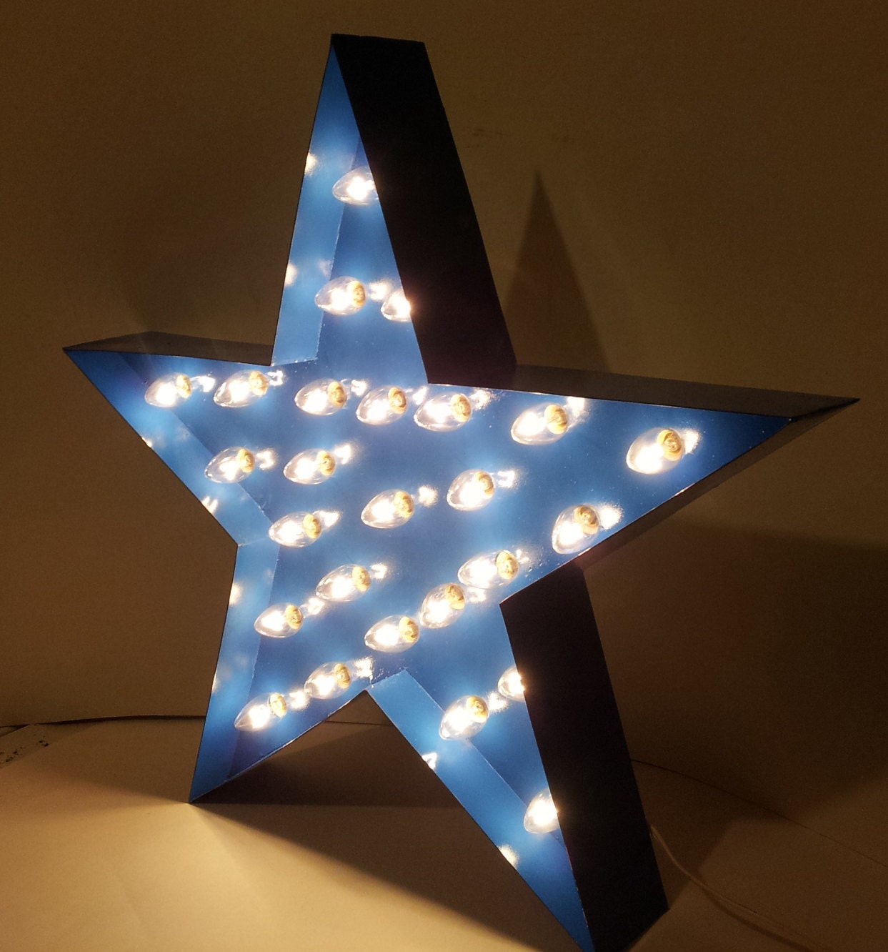 Brilliant Blue Metal Star Light / Vintage Industrial by WLights