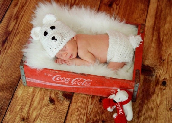 Crochet Polar Bear Hat for Newborn, Baby, Toddler, Child, Adult