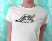 Hiding Cat Original Art Print Women T-Shirt - Sizes XS, S, M, L, XL