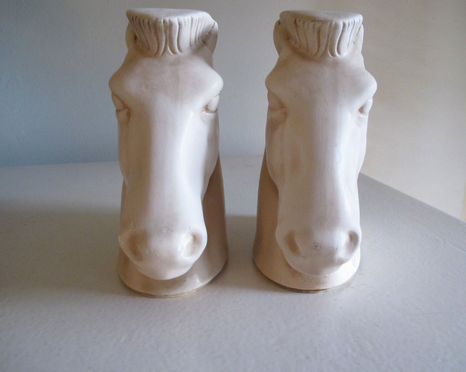Vintage White Horse Head Bookends - Price Reduced